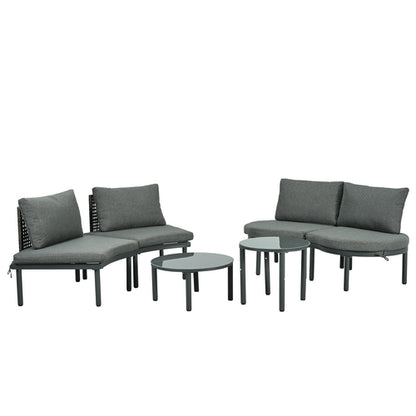 6-Piece Patio Sofa Furniture Set, Half Moon Outdoor Sectional Sofa