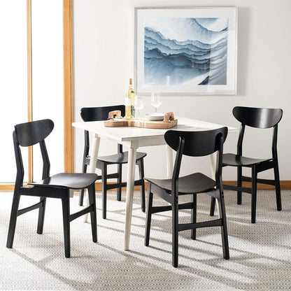 Retro Black Wood Dining Chair Set Of 2 For Home Dining