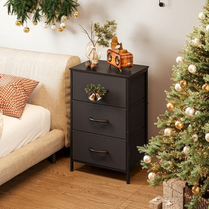 Dark Grey Dresser Nightstand With 3 Drawers Space Saver