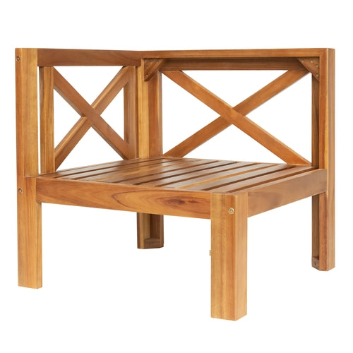 Outdoor Backyard Patio Wood 5-Piece Sectional Sofa Seating Group Set