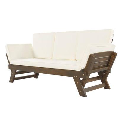 Outdoor Adjustable Patio Wooden Daybed Sofa Chaise Lounge with