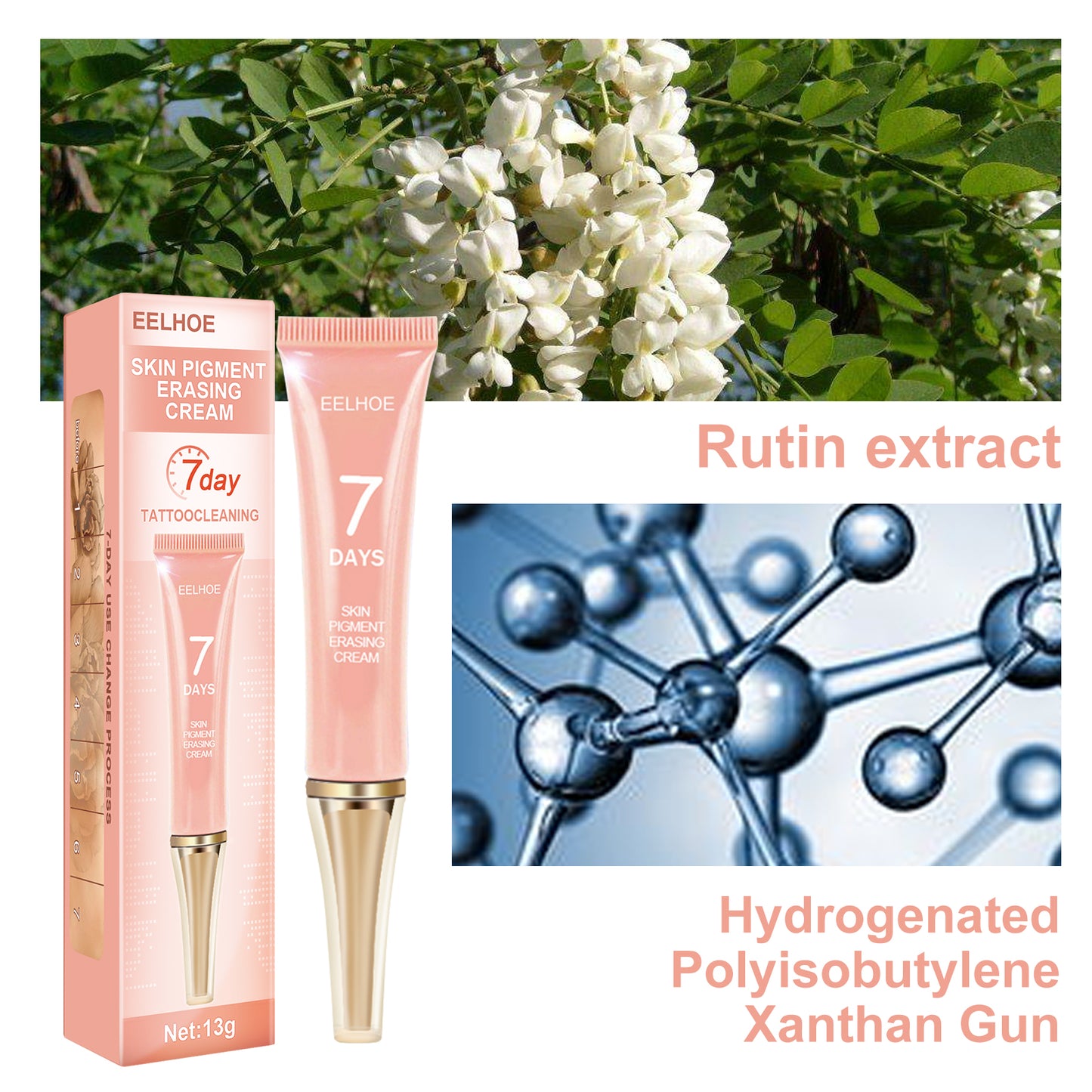 EELHOE Print Remover, Plant Essence Tattoo Fade Fading Clean And Lighten Eyeliner Cleaning Cream
