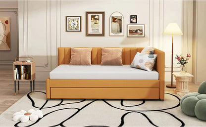 Upholstered Daybed with Trundle Sofa Bed Frame No Box Spring Needed,