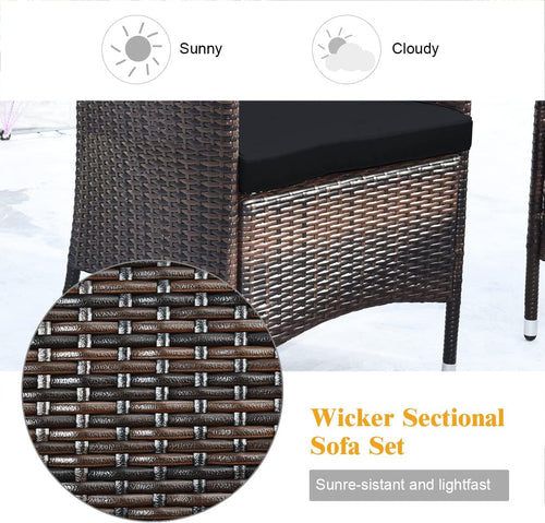 4 Piece Rattan Patio Set With Tempered Glass Table