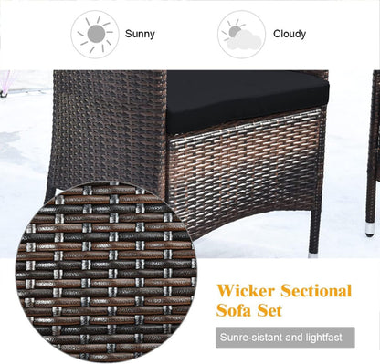 4 Piece Rattan Patio Set With Tempered Glass Table