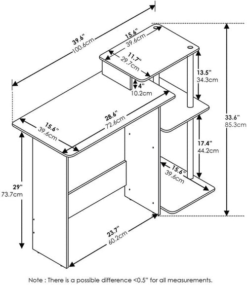 Compact Desk With Square Shelves For Home Office Printer