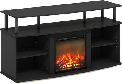 Jensen Open Shelving TV Entertainment Center With Electric Fireplace