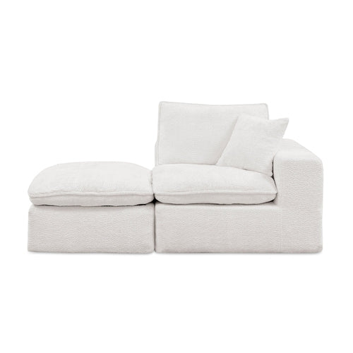 Modern Boucle L-Shaped Sectional Sofa with Two Moveable Ottomans,