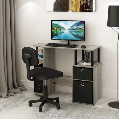 Jaya Simplistic Computer Desk CPU Shelf Oak Grey Black