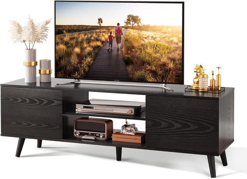 TV Stand 55 To 60 Inch With Storage Cabinets Sturdy