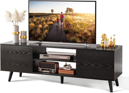 TV Stand 55 To 60 Inch With Storage Cabinets Sturdy