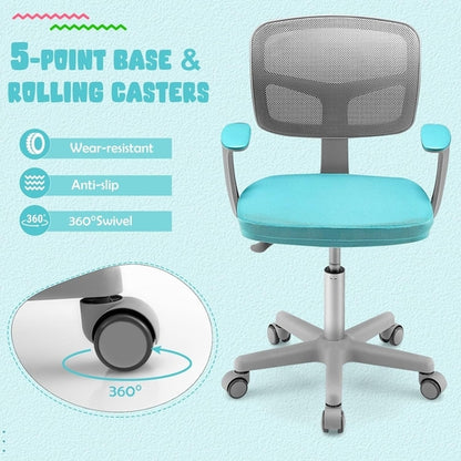 Ergonomic Kids Desk Chair With Lumbar Support Cyan