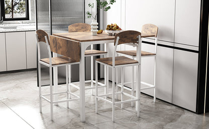 Farmhouse 5-piece Counter Height Drop Leaf Dining Table Set with