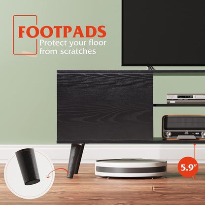 TV Stand 55 To 60 Inch With Storage Cabinets Sturdy