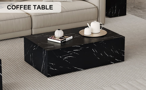 Modern Coffee Table – 39.3" Rectangular Accent Table with Textured