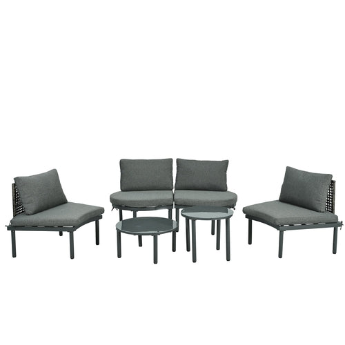6-Piece Patio Sofa Furniture Set, Half Moon Outdoor Sectional Sofa
