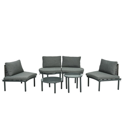 6-Piece Patio Sofa Furniture Set, Half Moon Outdoor Sectional Sofa