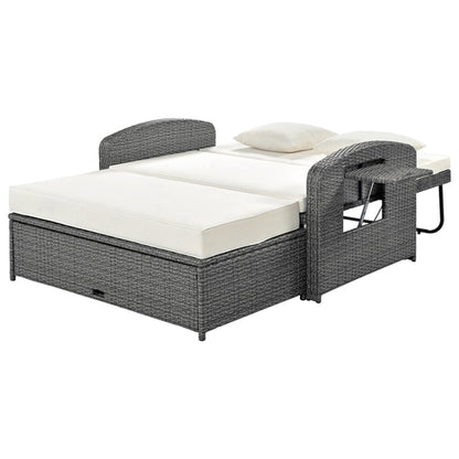 Outdoor Chaise Lounge Rattan White with Adjustable Design for Patio,