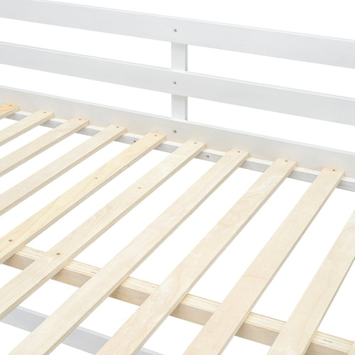 Full Over Full Bunk Bed with Ladder, White