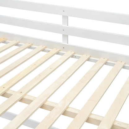 Full Over Full Bunk Bed with Ladder, White