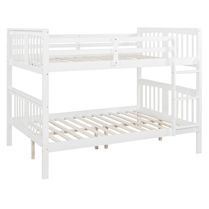 Full over Full Bunk Bed with Ladder for Bedroom, Guest Room Furniture