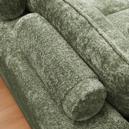 Modern Boucle L-Shaped Sectional Sofa with Two Moveable Ottomans,