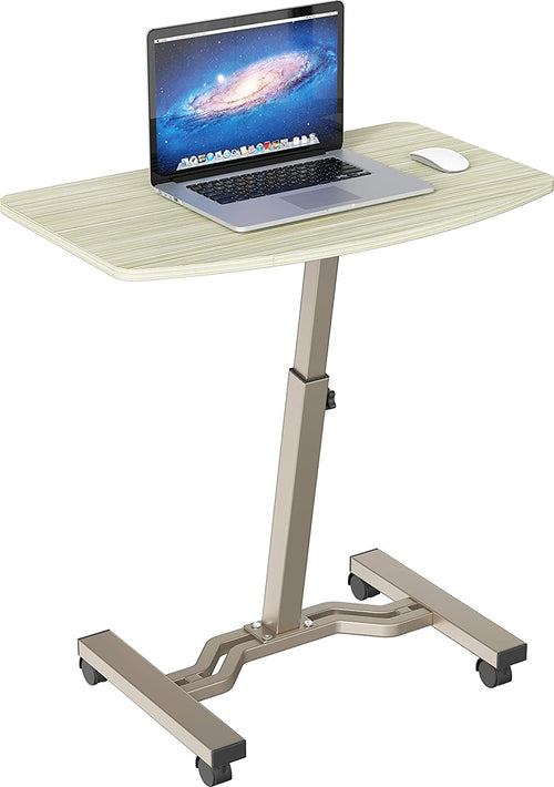 Height Adjustable Laptop Desk Cart, 28 To 33 Inch, Maple