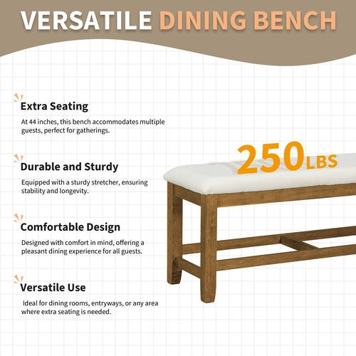 Farmhouse 6-Piece 60inch Extendable Pedestal Dining Table Set with