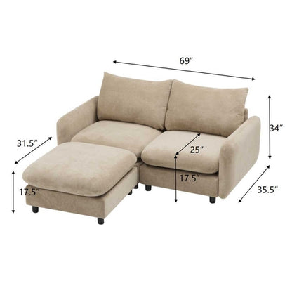 Modular Velvet Sectional Sofa Corner Chair – Convertible Upholstered