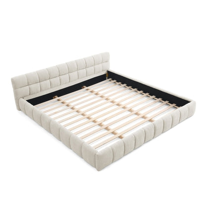 Upholstered Bed Frame with Thick Chenille Fabric, Grounded Platform