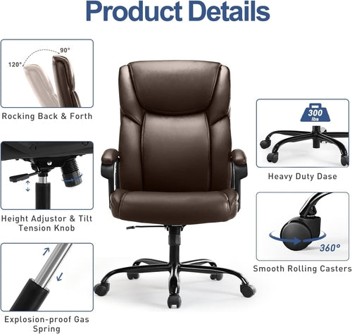 Ergonomic Big And Tall Leather Executive Office Desk Chair