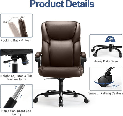 Ergonomic Big And Tall Leather Executive Office Desk Chair