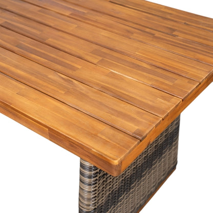 Outdoor 3 Piece Acacia Wood Dining Set with Handwoven Rattan Legs