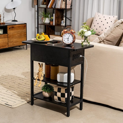 Slim Charging End Table With USB Ports And Outlets