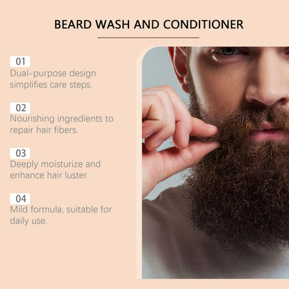 East Moon 2 In 1 Facial Hair Conditioner, Men's Facial Hair Gentle Cleaning Care Repair And Frizz Nourishing