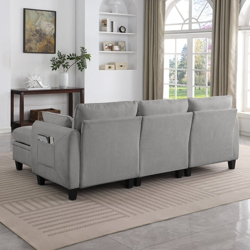 85 Inch GRAY Chenille Modular Sectional Sofa,  L-Shaped Cloud Couch