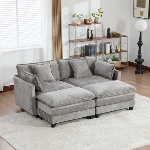 Cloud Sofa Modern Sectional Couch, Double Layer Upholstered Chenille