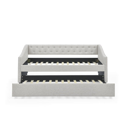 The Double Sofa Bed Has A Double Roller Upholstered Tufted Sofa Bed