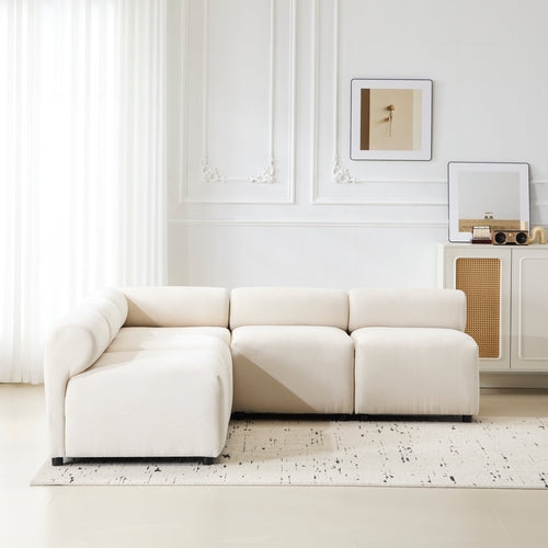 Modular Chenille Sectional Sofa – Modern Curved Upholstered Couch for