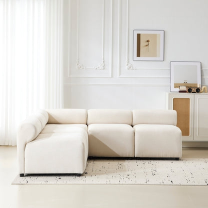 Modular Chenille Sectional Sofa – Modern Curved Upholstered Couch for
