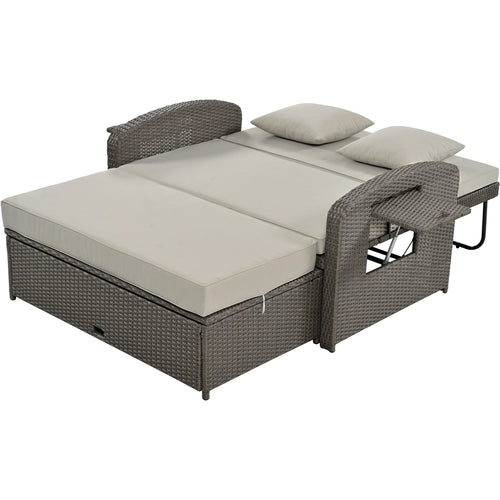 Outdoor Chaise Lounge Rattan White with Adjustable Design for Patio,