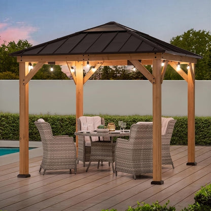 9x9 Cedar Framed Hardtop Gazebo Outdoor Patio Garden Shade