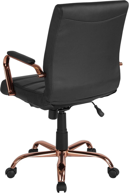 Whitney Mid Back LeatherSoft Desk Chair With Adjustable Height Black