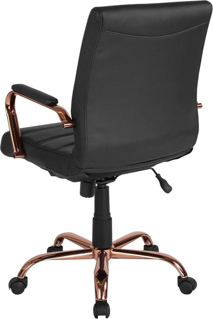Whitney Mid Back LeatherSoft Desk Chair With Adjustable Height Black