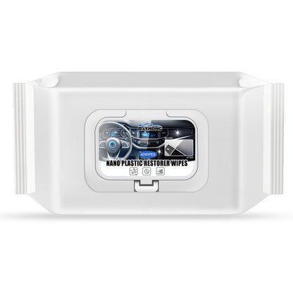 Nano Plastic Restorer Wipes, Seat Upholstery Clean Refurbishment Quick Decontamination Wash Free Car Wipes