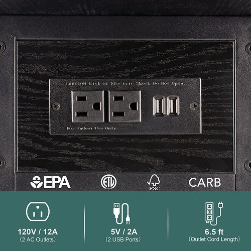 Slim Charging End Table With USB Ports And Outlets