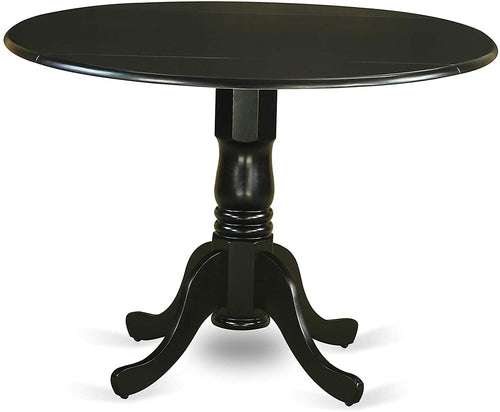 5 Piece Drop Leaf Dining Table Set Black Faux Leather