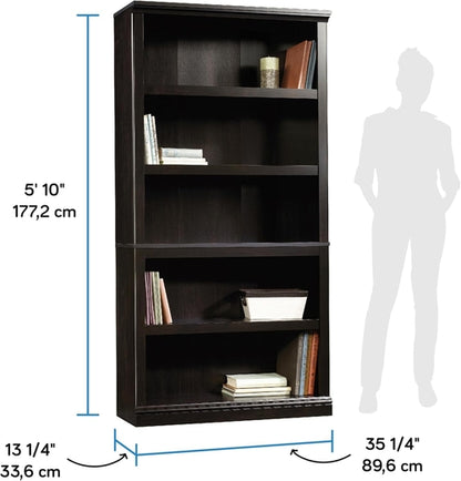 Estate Black 5 Shelf Bookcase 35.28 x 13.23 x 69.76 Inches