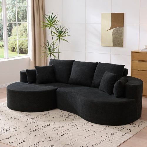 106" Curved Boucle Cloud Sectional Sofa with Chaise Lounge – 2-Piece