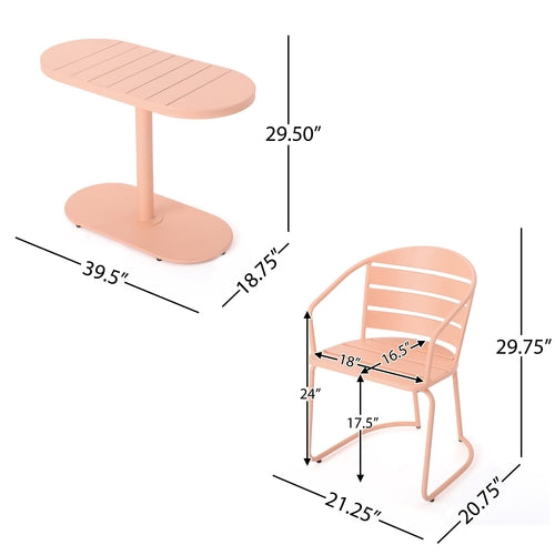 Santa Monica 3-Piece Outdoor Bistro Set – Modern Iron Patio Dining Set